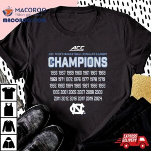 Unc Tar Heels 33x Acc Men’s Basketball Regular Season Champions Shirt