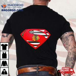 Usa Flag Inside Chicago Blackhawks Superman Shirt