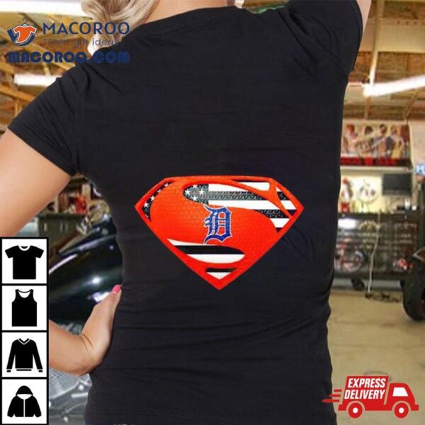 Usa Flag Inside Detroit Tigers Superman Shirt