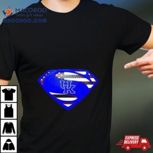 Usa Flag Inside Kentucky Wildcats Superman Tshirt