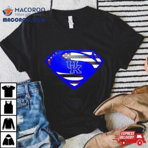 Usa Flag Inside Kentucky Wildcats Superman Tshirt