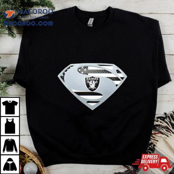 Usa Flag Inside Las Vegas Raiders Superman Shirt