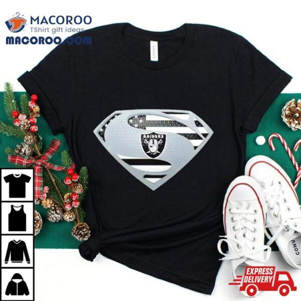 Usa Flag Inside Las Vegas Raiders Superman Shirt