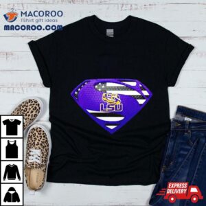 Usa Flag Inside Lsu Tigers Superman Tshirt