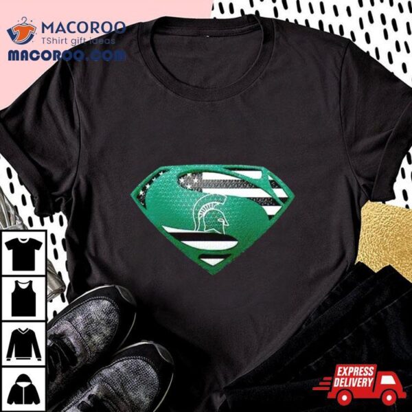 Usa Flag Inside Michigan State Spartans Superman Shirt