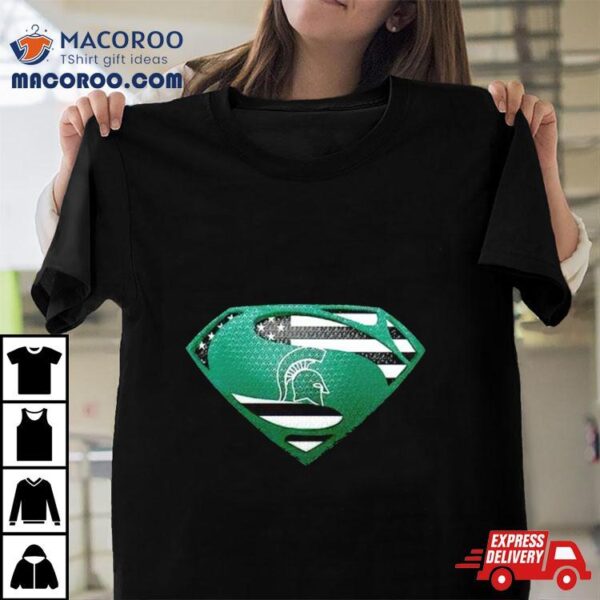 Usa Flag Inside Michigan State Spartans Superman Shirt