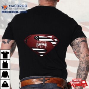 Usa Flag Inside Mississippi State Bulldogs Superman Tshirt