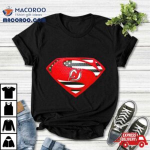 Usa Flag Inside New Jersey Devils Superman Tshirt