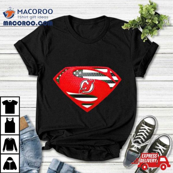 Usa Flag Inside New Jersey Devils Superman Shirt