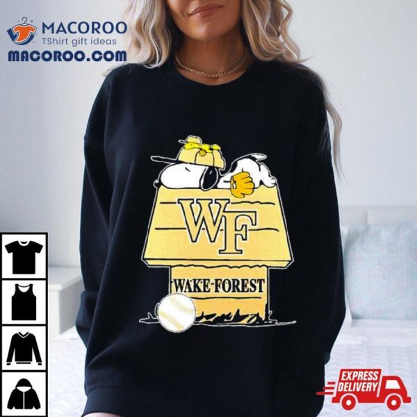 Wake Forest Demon Deacons Snoopy And Woodstock The Peanuts Baseball Shirt