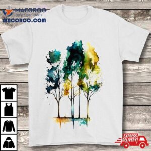 Watercolor Woodland Tree Painting Art Shirt