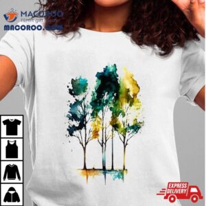 Watercolor Woodland Tree Painting Ar Tshirt