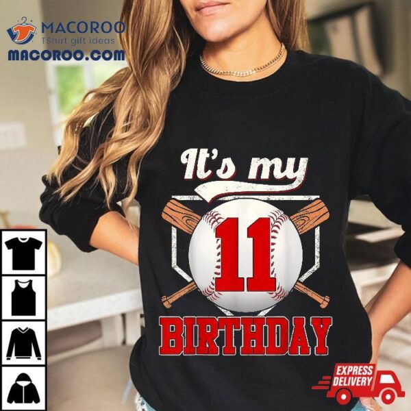 11th Baseball Birthday Boy Player 11 Year Old Sport Shirt