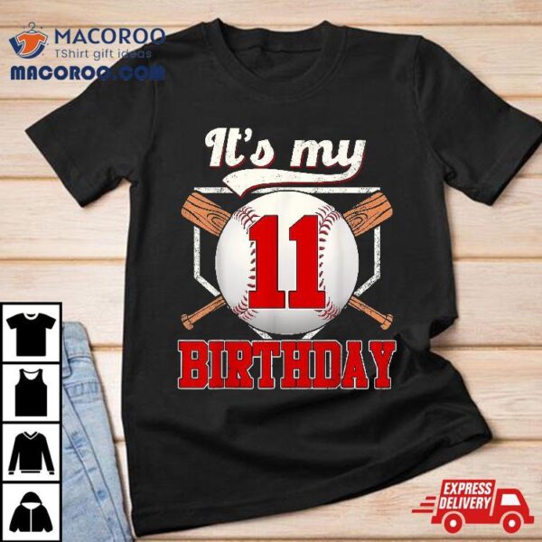 11th Baseball Birthday Boy Player 11 Year Old Sport Shirt