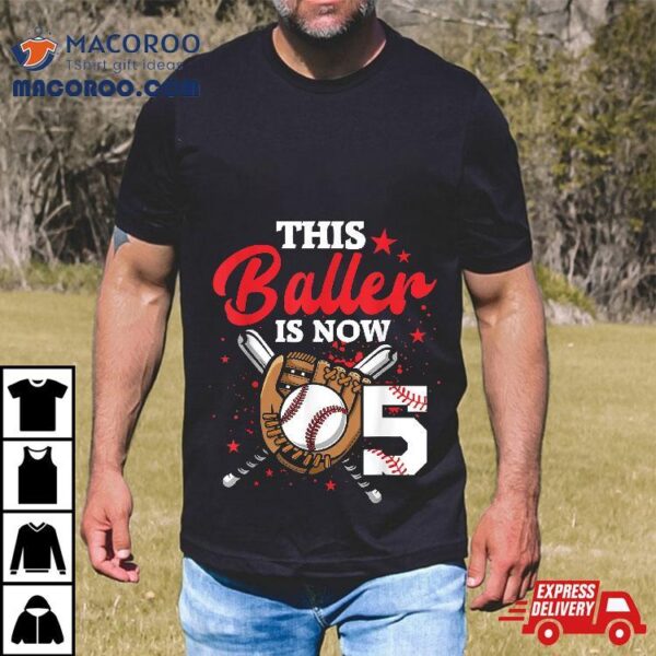 5th Birthday Baseball Boy 5 Year Old Player Shirt