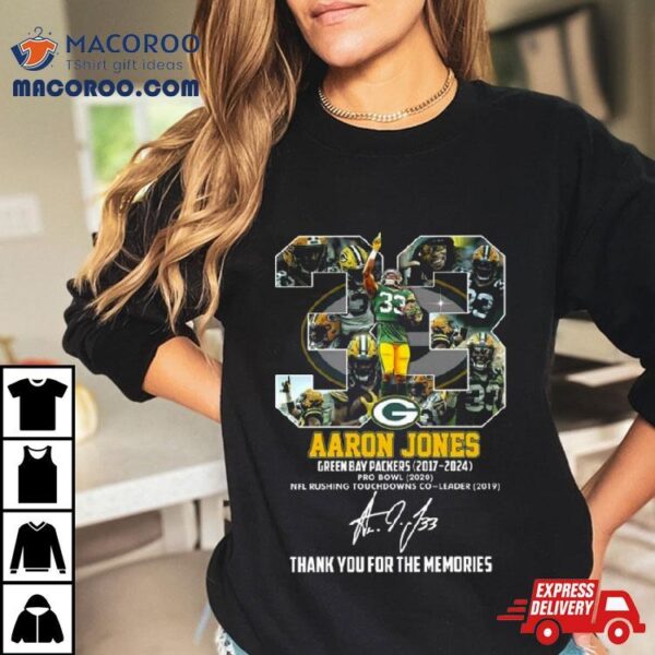 Aaron Jones Green Bay Packers 2017 2024 Thank You For The Memories Signature Shirt