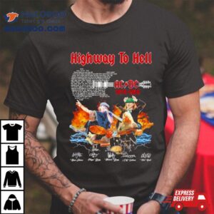 Ac Dc High To Hell Signatures Tshirt