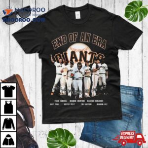 And Of An Era San Francisco Giants Pablo Sandoval Brando Crawford Madison Bumgarner Matt Cain Signatures Tshirt