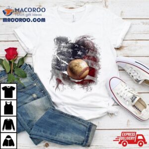 Baseball And American Flag Usa Graphic Tshirt