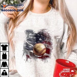 Baseball And American Flag Usa Graphic Shirt