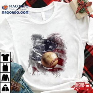 Baseball And American Flag Usa Graphic Tshirt