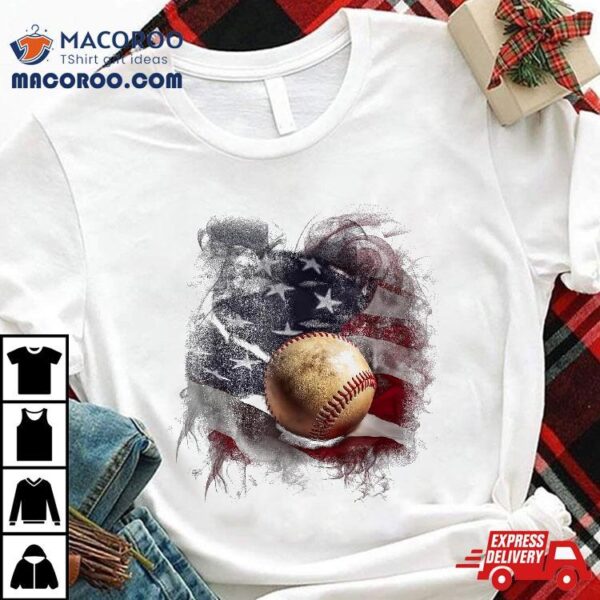 Baseball And American Flag Usa Graphic Shirt