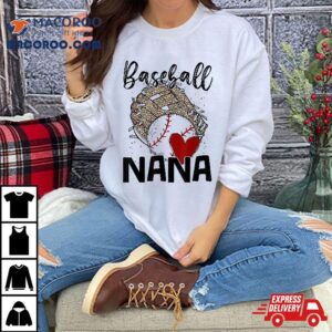 Baseball Nana Leopard Game Day Lover Mothers Shirt