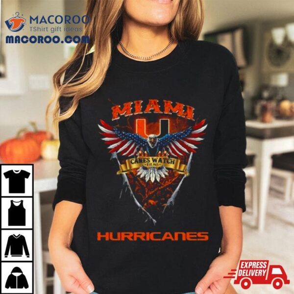 Canes Watch Miami Hurricanes Football Us Eagle Shirt