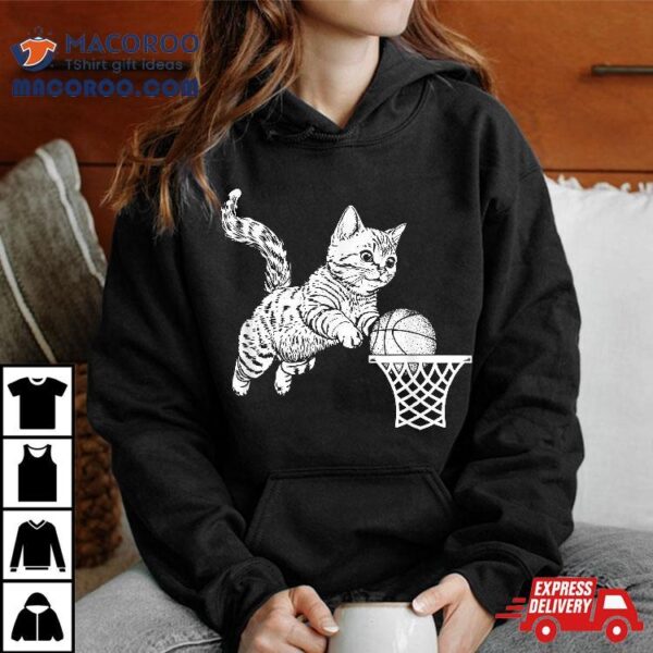 Cat Dunking Basketball Playing Sports Lovers Shirt