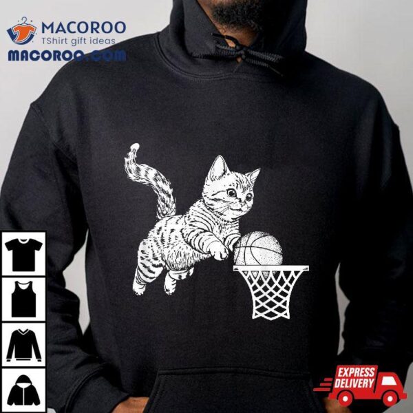 Cat Dunking Basketball Playing Sports Lovers Shirt