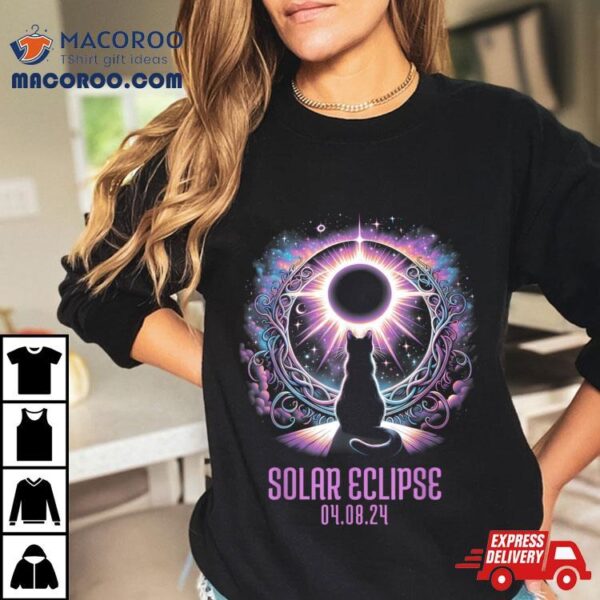 Cat Watching Total Solar Eclipse Apr 8 2024 Astronomy Lover Shirt