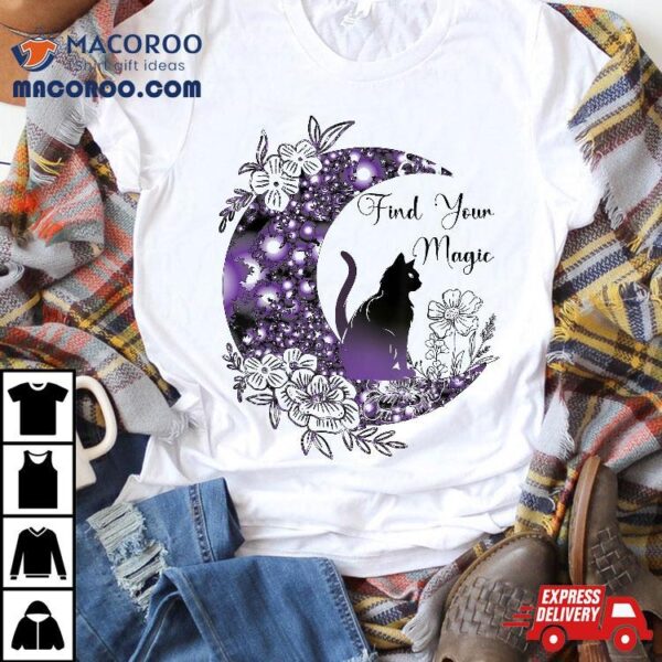 Comfort Colorful Graphic Mystical Celestial Black Cat Moon Shirt