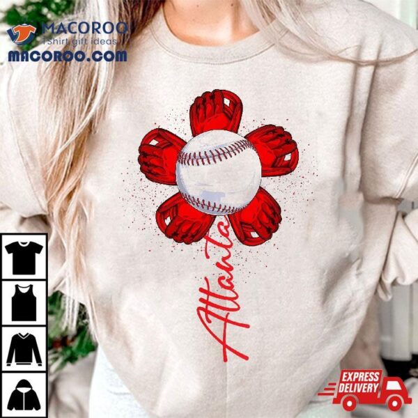 Cute Flower Atlanta Retro Baseball Lover Game Day Shirt