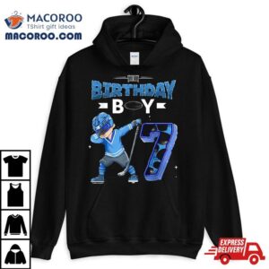 Dabbing Birthday Boy 7 Year Old Ice Hockey Player 7th Birthd Shirt