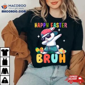 Dabbing Bunny Easter Bruh Funny Boy Girl Kid Tshirt