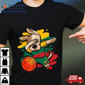 Dabbing Dog Lithuania Basketball Fans Jersey Lithuanian Flag Tshirt