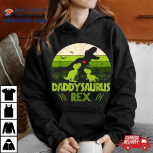 Daddysaurus Rex 2 Kids Sunset Dinosaur For Fathers Day Gift Shirt