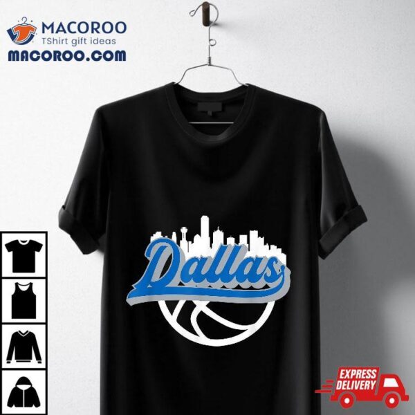 Dallas Vintage Basketball Script City Skyline Fan Shirt