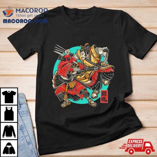 Deadpool And Wolverine Samurai Fighting Spirishirt