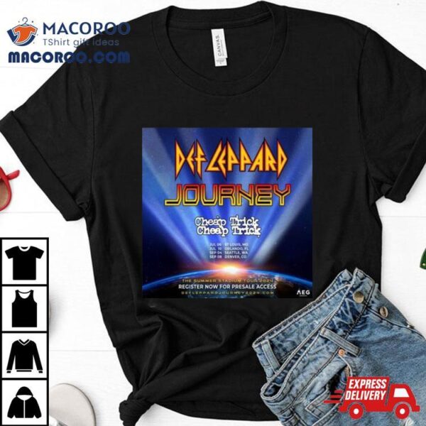 Def Leppard Journey Cheap Trick Cheap Trick July 06 10 And Sep 04 08 2024 The Summer Stadium Tour Shirt