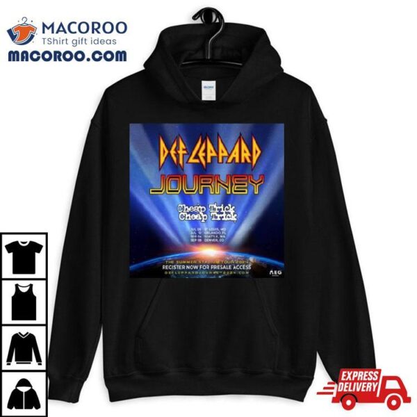 Def Leppard Journey Cheap Trick Cheap Trick July 06 10 And Sep 04 08 2024 The Summer Stadium Tour Shirt