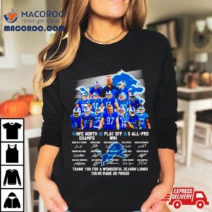 Detroit Lions Nfc North Champs Play Off Win All Pro Thank You For A Wonderful Season Lions Signatures Tshirt