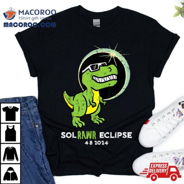 Dino Total Solar Eclipse 2024 April 8 Toddler Boys Kids Shirt