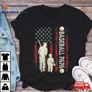 Father S Day Baseball Papa Usa Flag Gifts Dad Tshirt