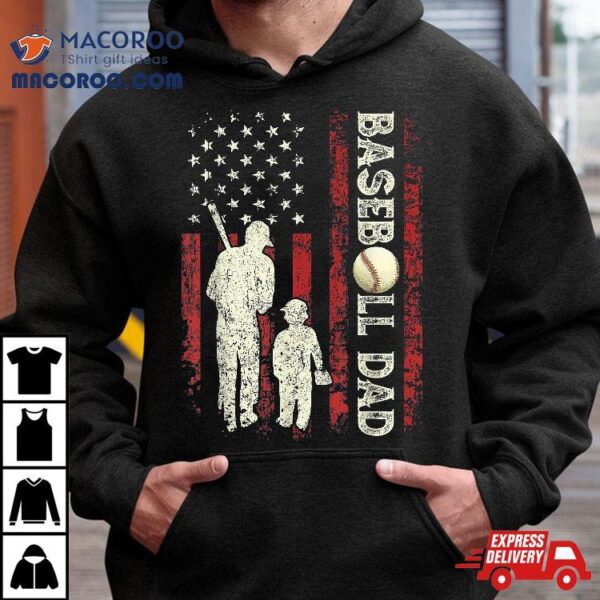 Fathers Day Baseball Dad Usa Flag Gifts For Shirt