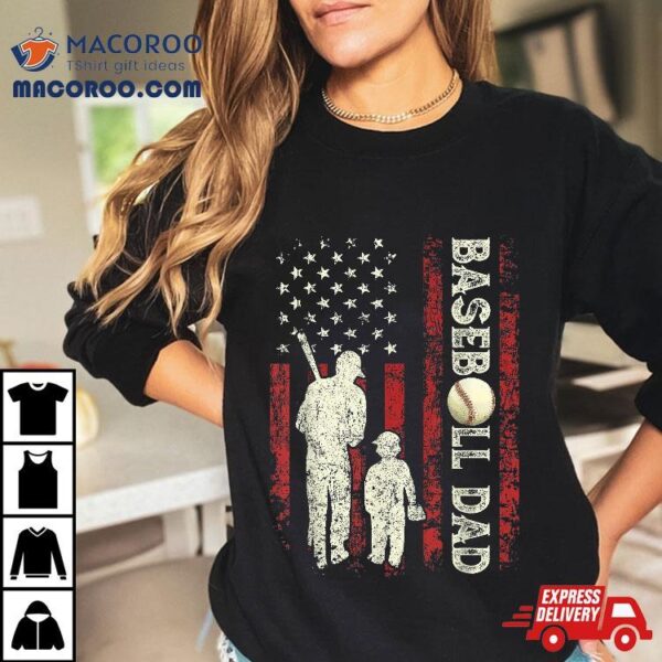 Fathers Day Baseball Dad Usa Flag Gifts For Shirt