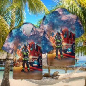 Firefighter Fire Truck, 4th Of July Hawaiian Shirt
