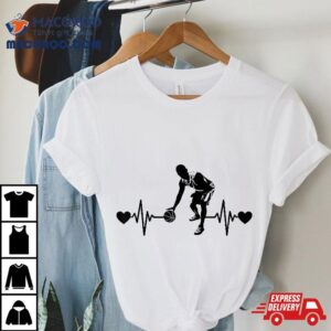 Funny Basketball Lover Heartbeat Design Tshirt