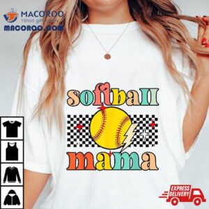 Groovy Retro Softball Mom Mama Sport Lover Funny Mothers Day Tshirt