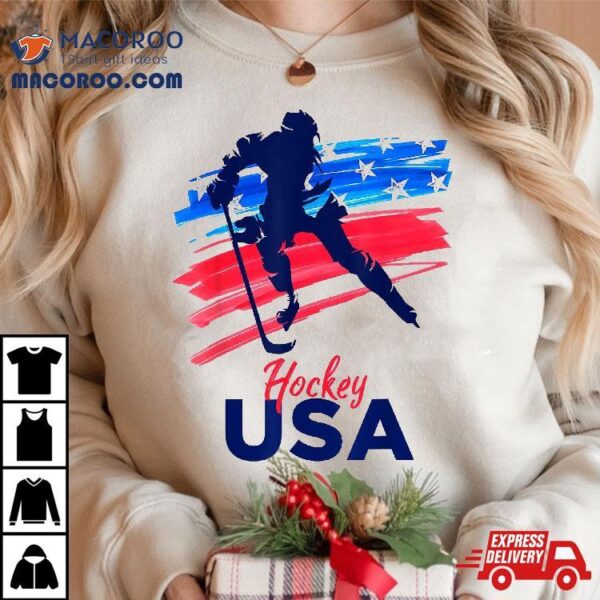 Hockey Usa Support The Team Shirt Ice Lover